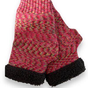World's Softest Fingerless Women's Gloves Weekend Collection.Pink with Gray Trim